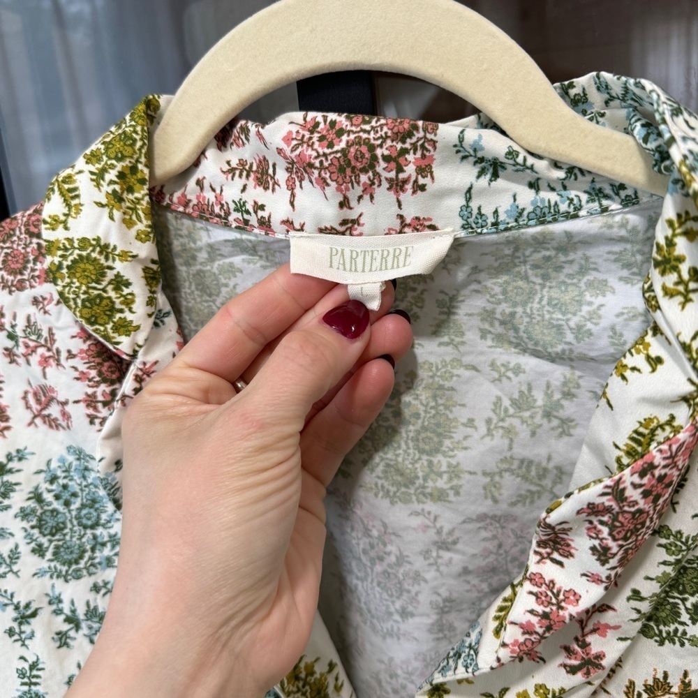 Parterre Block Print Heidi Top Button Down Shirt Pajamas Paisley Long Sleeves — image 3 of 8